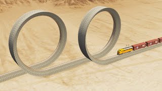 Impossible Double Loop Rail Tracks Vs Trains Crossing Giant Pit - BeamNG.Drive