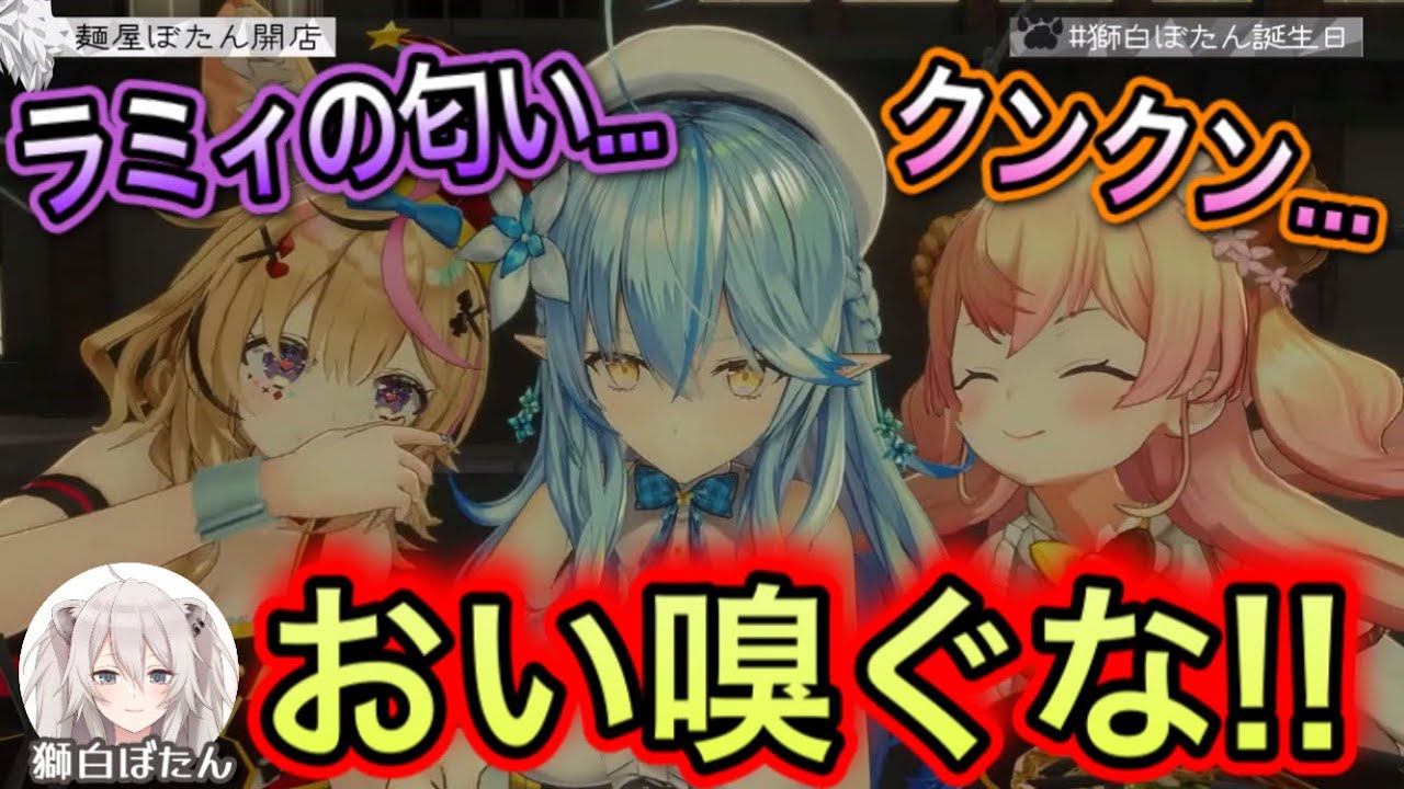 食レポするラミィを嗅ぐ2人www【獅白ぼたん,桃鈴ねね,尾丸ポルカ,雪花ラミィ/ホロライブ/切り抜き】