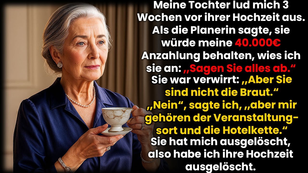 Meine Tochter lud mich von ihrer Hochzeit aus–sie wusste nicht,dass ich die 40Mio Hotelkette besitze