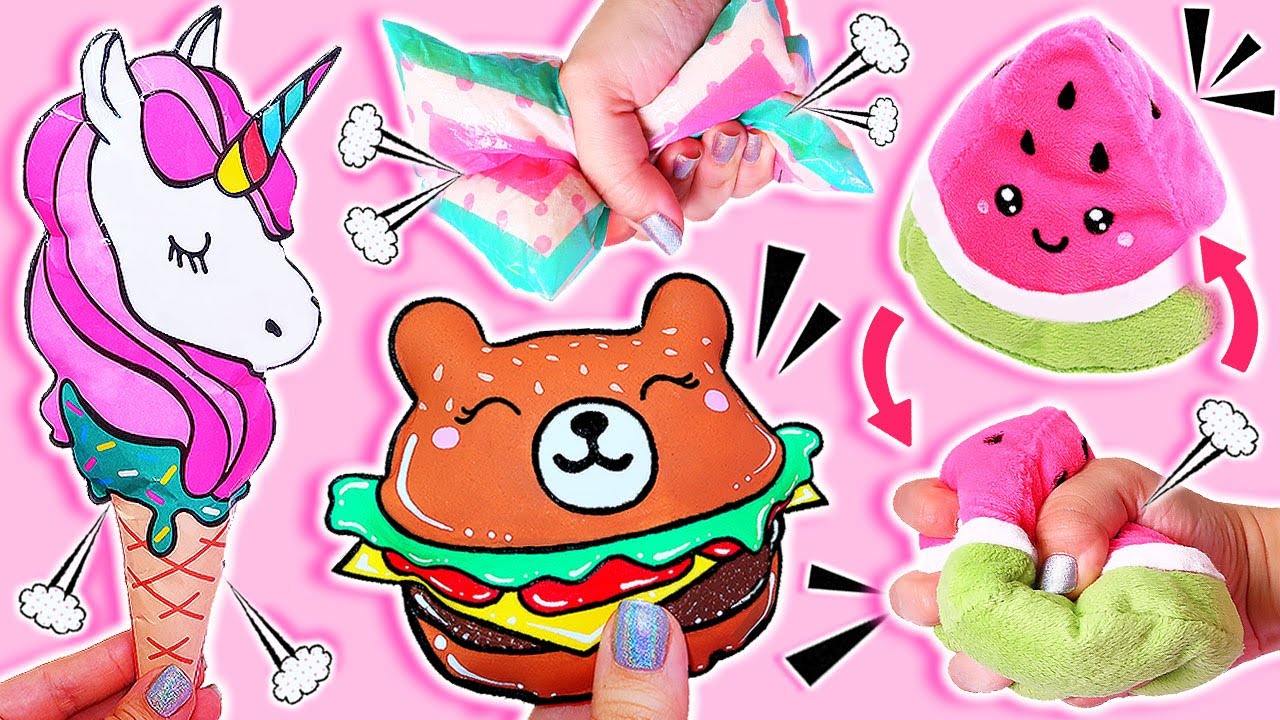 🦄🍔🍉 DIY 4 Formas diferentes de hacer Squishies 100% Caseros || Haz tus propios FIDGET TOYS de TIKTOK