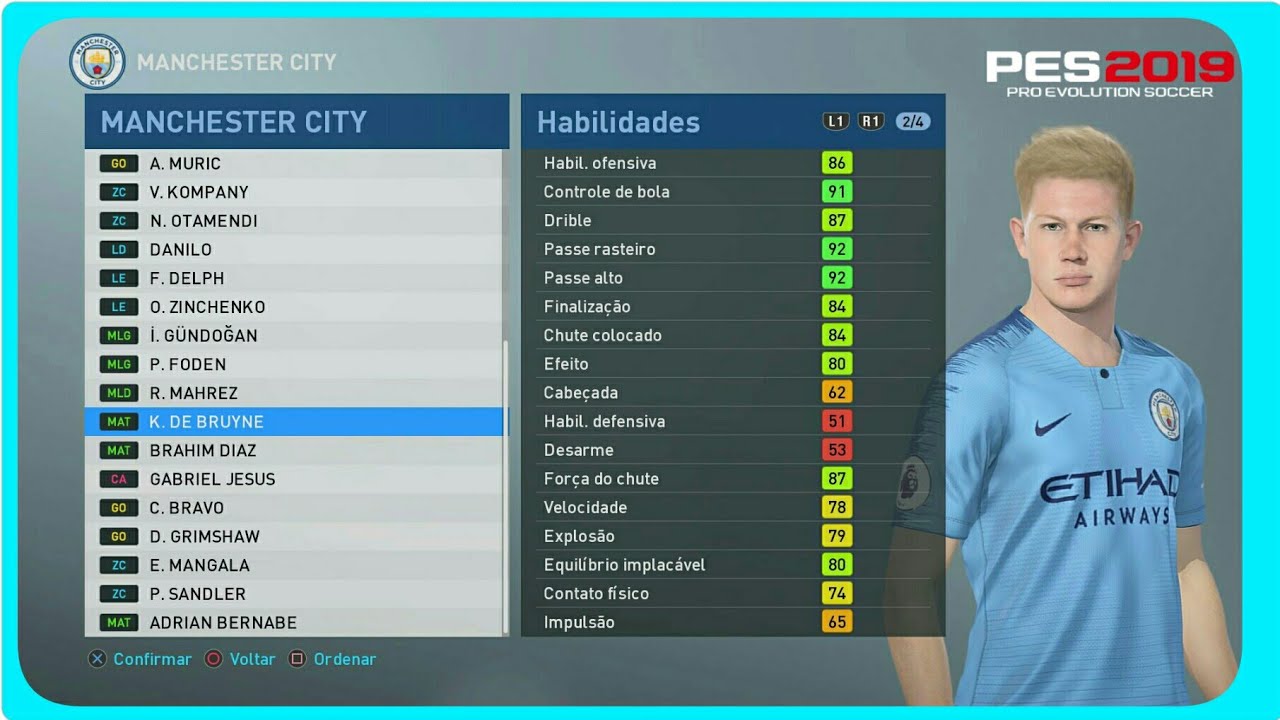 Man Blue (Manchester City) PES 2019 Stats