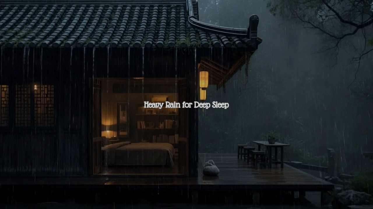 Powerful Night Storm Around a Forest Cabin | Heavy Rain for Deep Sleep #229