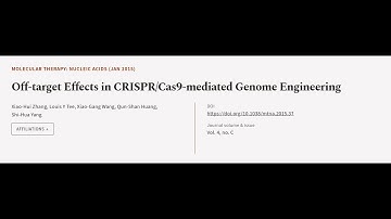 Off-target Effects in CRISPR/Cas9-mediated Genome Engineering | RTCL.TV