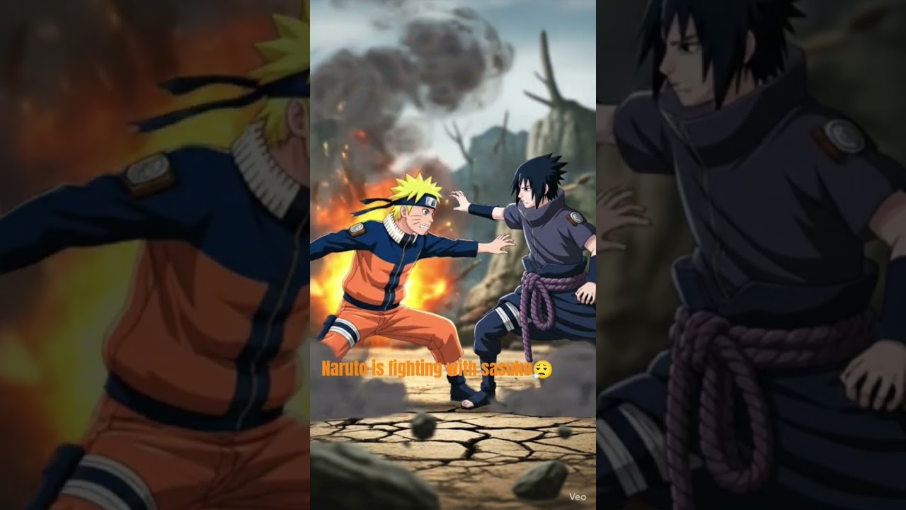 Naruto is fighting with Sasuke 