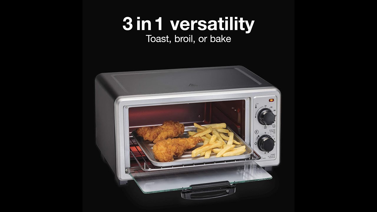 Proctor Silex 4 Slice Countertop Toaster Oven, Multi-Function with Bake, Toast and Broiler
