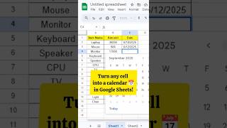 Google Sheets hidden trick! Add a calendar date picker using Data Validation.⏱️ #googlesheets #viral