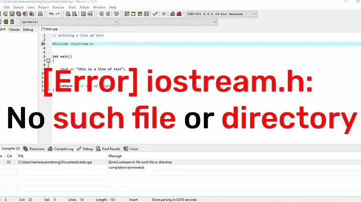 Error iostream h No such file or directory | C++