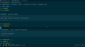 Control OBS Studio with an Emacs org file and noweb syntax