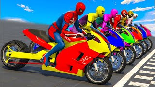 DESAFIO DE COMPETIÇÃO COM MOTOS! TEAM HOMEM ARANHA VS TEAM POWER RANGER MOTORCYCLE RACING