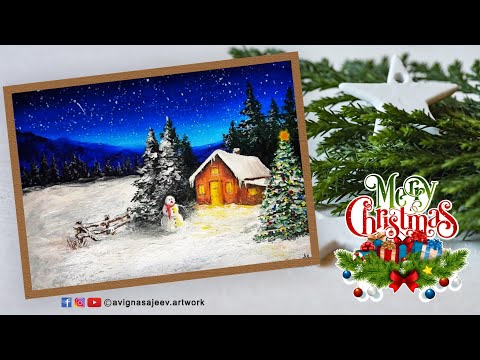 Christmas acrylic painting tutorial | Step by step | easy canvas painting  ideas | Paint With Me #90 - YouTube