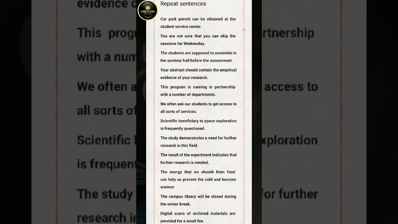 PTE most repeated exam repeat sentences 2024 | PTE speaking