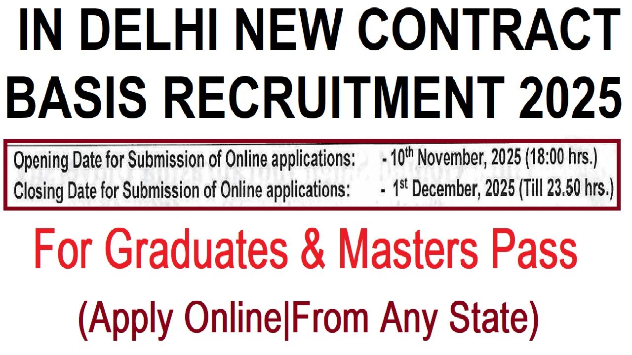 IN DELHI NEW CONTRACT BASIS RECRUITMENT 2025 | APPLY ONLINE FROM ANY STATE