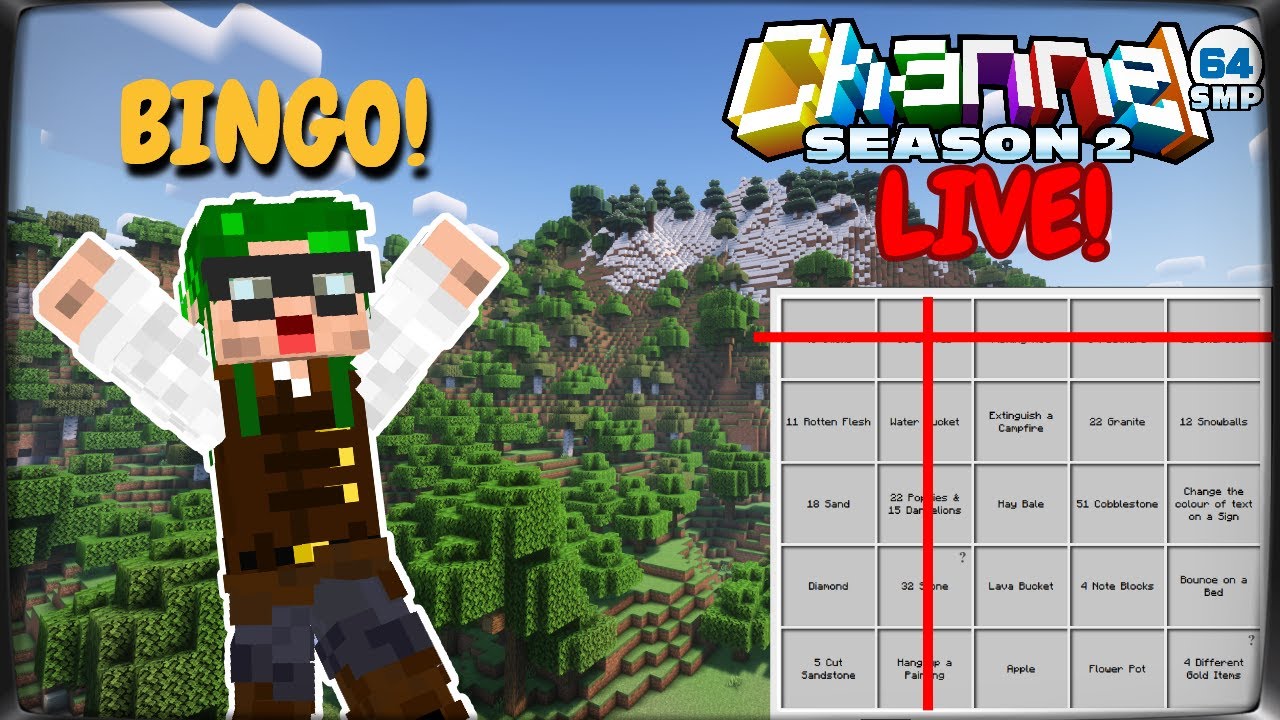 PLAYING MINECRAFT BINGO!! - Channel 64 SMP: Season 2 - LIVE