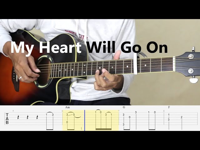 My Heart Will Go On - (Simple arrangement) Fingerstyle Guitar Tutorial TAB class=