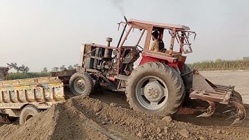 Efficiency in Action: MF 375 Tractor Filling Trolley with Soil | Tractor is loading soil on Trolley