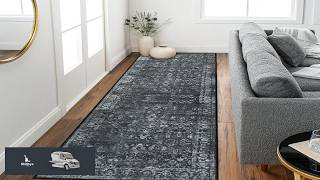 Black Vintage Rug Runners for Hallway 2.5x8 Washable Floral Entryway Runner Rug