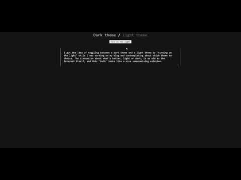 Dark theme & Light theme using JS (Turn on/off the light)