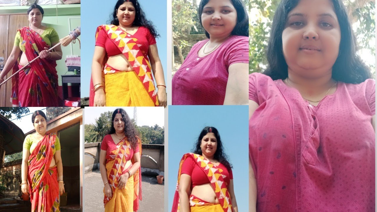 আজ ছাদে কাপড় শুকাতে গিয়ে অন্যরকম আনন্দ ☀️ | Yellow & Red Sari Rooftop Vibes পাতলা নাইটি vlog🇮🇳