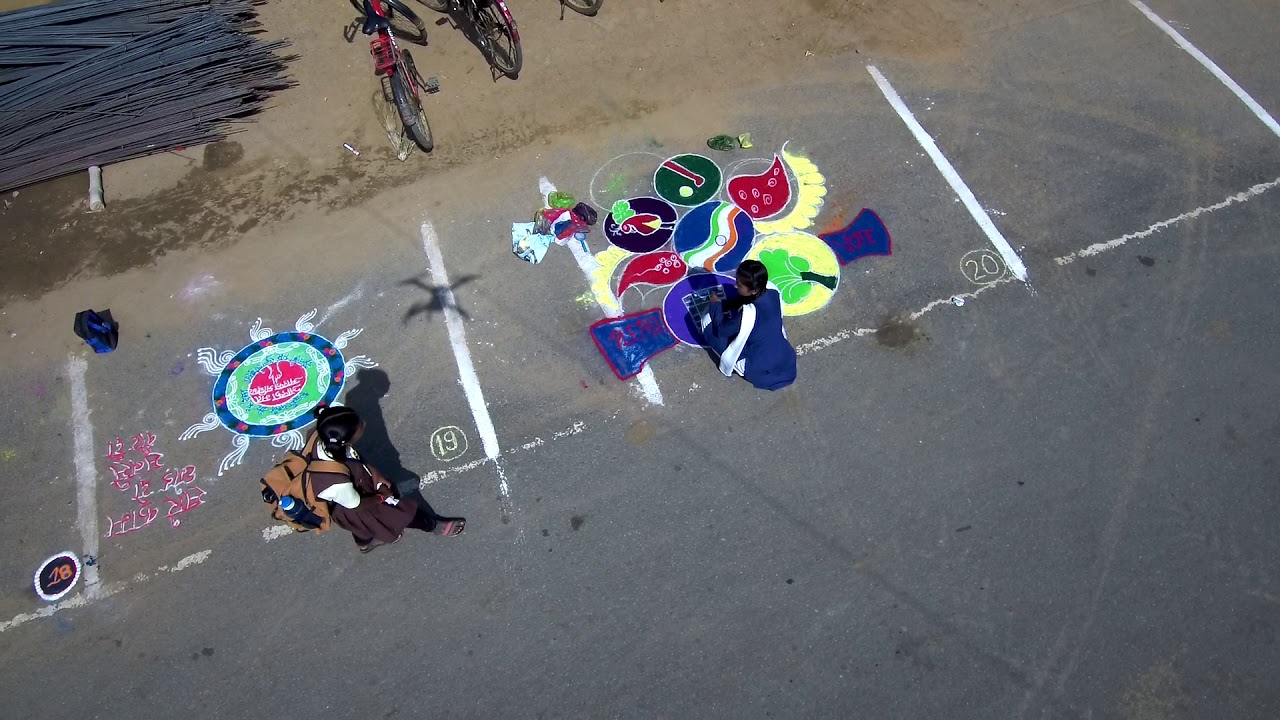 Voter Awareness Program - LANJI - Rangoli Competition on Street