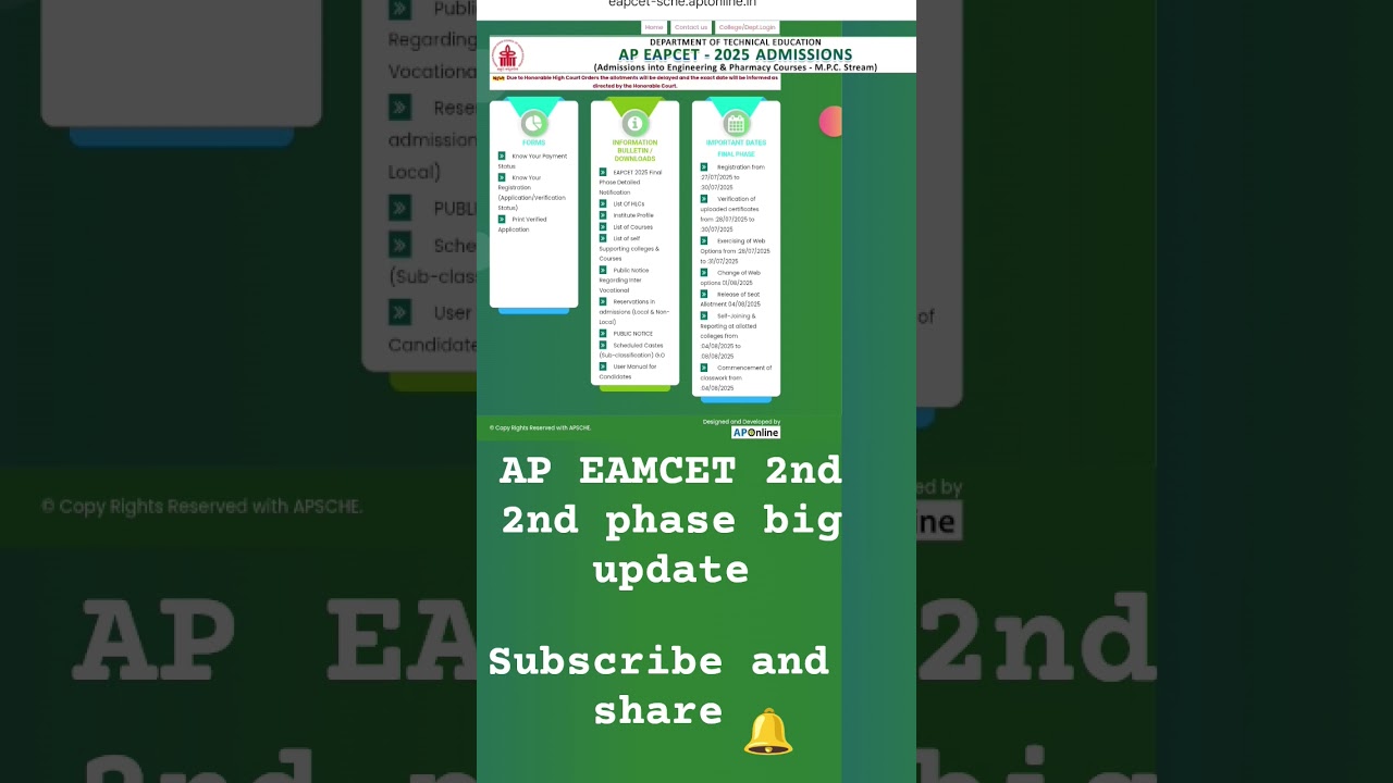 AP EAPCET 2025 2nd phase counselling update high court hearing