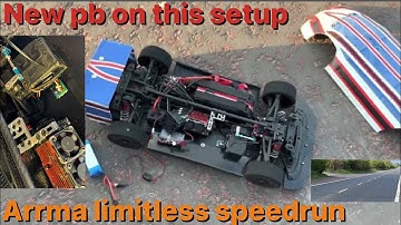 PB on this setup - arrma limitless speedrun with batteries heated - data logs at the end.
