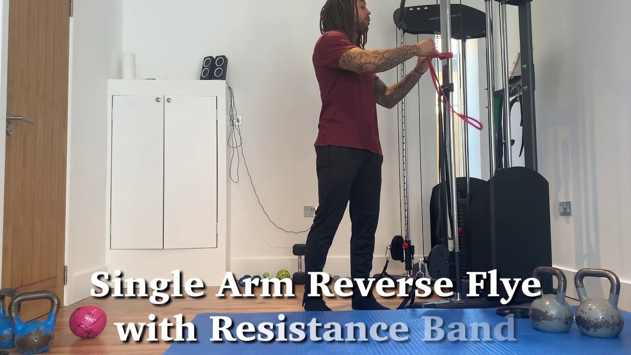Single Arm Reverse Flye with Resistance Band - YouTube