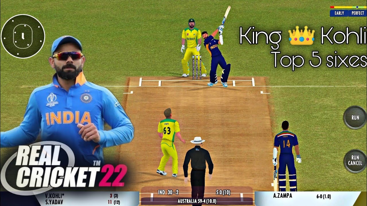 Real cricket 22 - Virat Kohli Top 5 sixes || Real cricket 22 gameplay ...