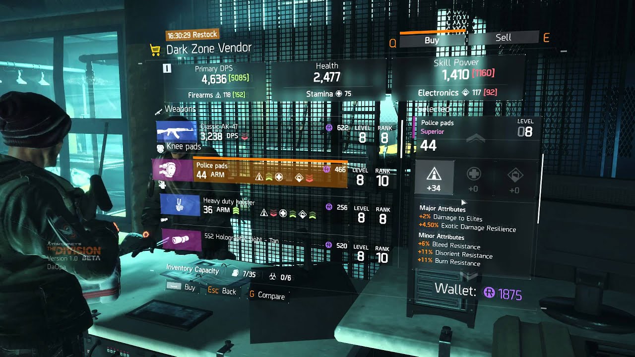 Dark Zone Vendor Offerings | Tom Clancy's The Division