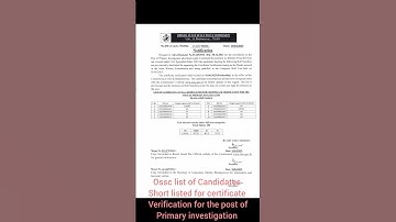 Ossc list of Candidates Short listed for certificate Verification for the post of Primary investig..