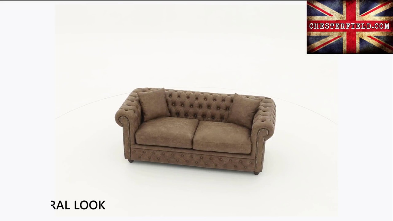 Chesterfield Brighton 3 seater sofa, soft leather brown YouTube