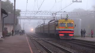 Электропоезда ЭР2-1317 и ЭР2-8029 на ст. Саласпилс / ER2-1317 and 8029 EMU's at Salaspils