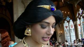 Jasmine Greets Guests at Cinderella's Royal Table Dining Experience