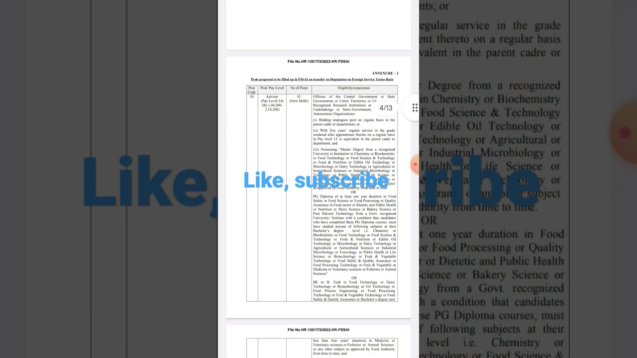 FSSAI RECRUITMENT OCT 2022