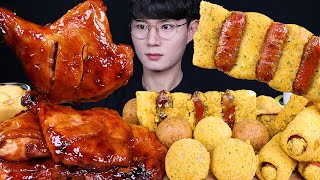 Eng Sub Asmr Y Bbq Chicken & Tteokbokki & Cheese Balls Eating Sounds Mukbang 치킨 먹방Asmr Mukbang