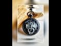 Silver dragon pocket watch, men's black pocket watch with silver dragon.