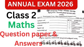 Class 2 Maths Annual exam 2026 question paper and answers|std 2 Maths exam #class2 #class2maths 