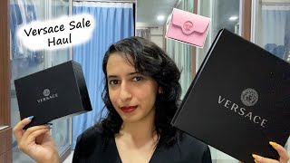 Versace Sale Haul || La Medusa Card Holder and Chain Pinstripe Scarf Tie screenshot 2