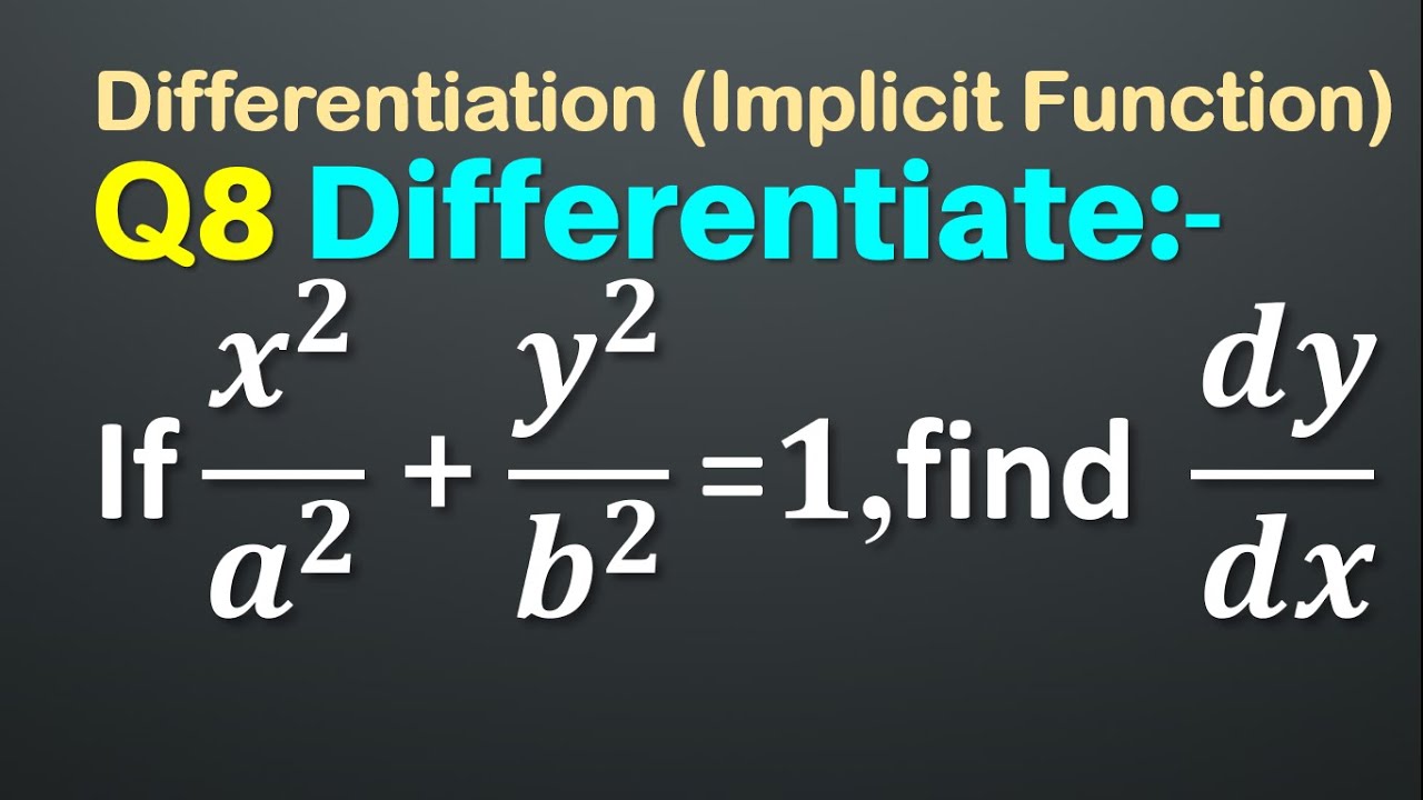 Q7 If X 2 Y 2 3xy 1 Find Dy Dx If X Square Y Square 3xy 1 If X2 Y2 3xy 1 Youtube
