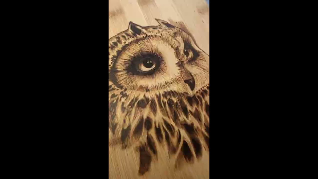 Pyrography Handmade Process Woodburning Art Cuttingboard Owl