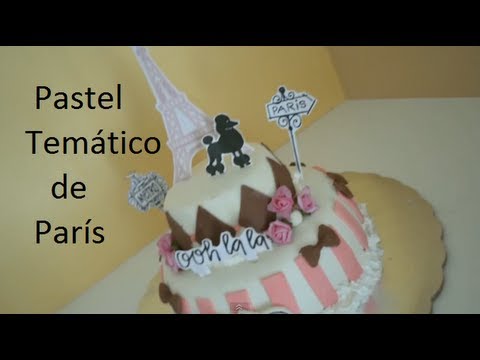 Pastel temático de parÃs pastel de fondant youtube Como decorar centros de mesa con torres ifel para quinceaños