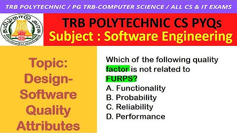 FURPS SOFTWARE ENGINEERING Tamil / PG TRB Computer Science / TRB Polytechnic CSE / PG TRB CS