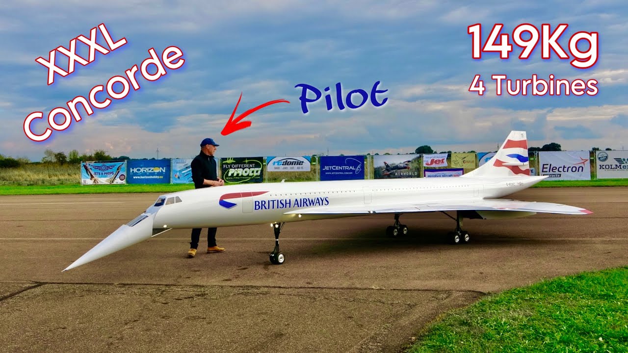 Giant XXXL largest RC CONCORDE Model Scale 16 149Kg RC Turbine