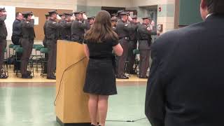 New NSPD Police Chief Tim Lafferty's daughter Kristin Lafferty sings the National Anthem