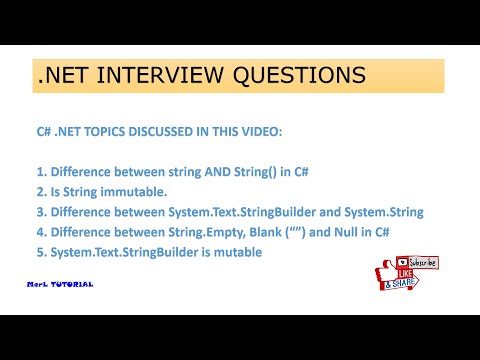C# .NET string vs String() | String Builder | .Net Interview Questions and Answers | Episode 2