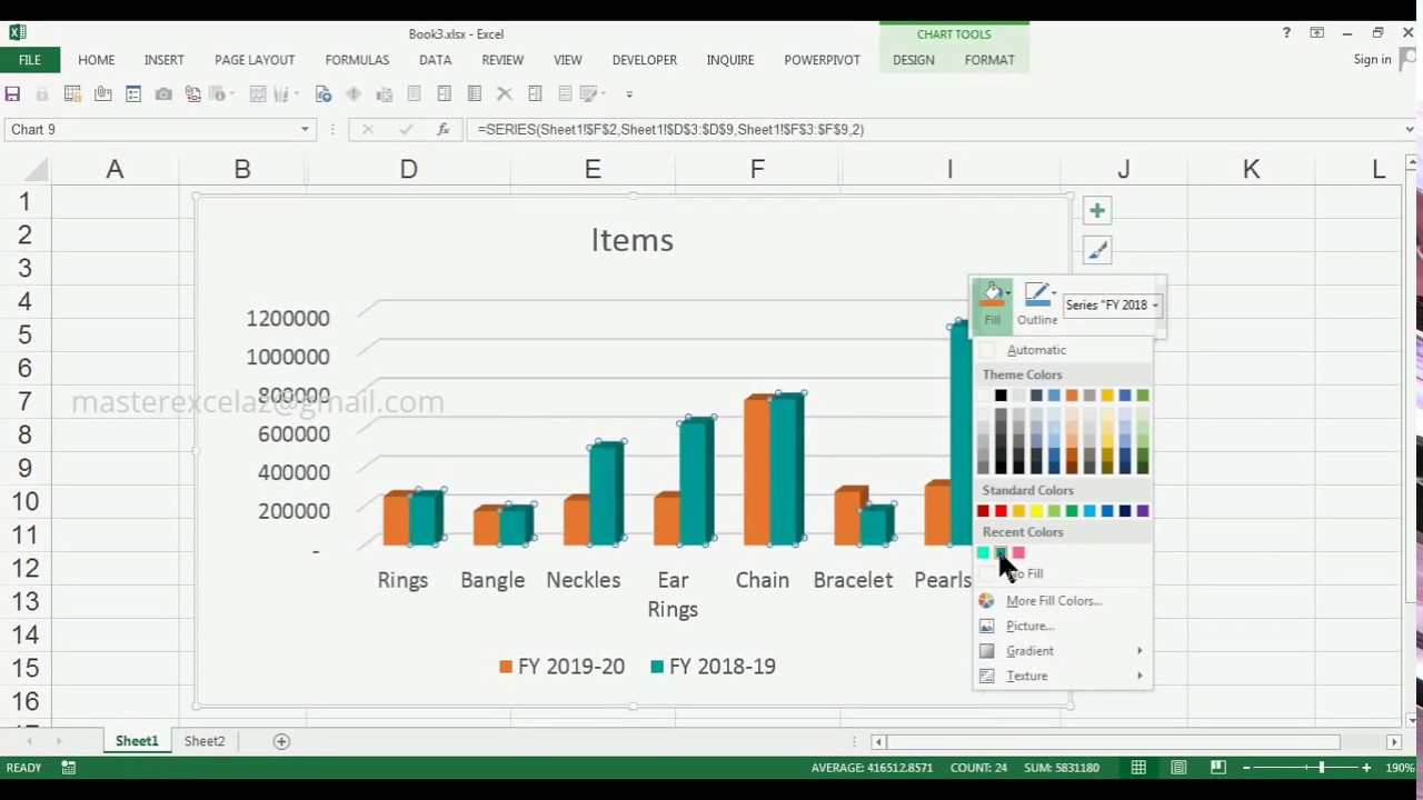 How to Change Bar Colors in Chart in MS Excel 2013 | Basic excel skill