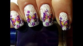 advanced stamping - lace butterflies nail stamping - twin mani with @nailartbymae