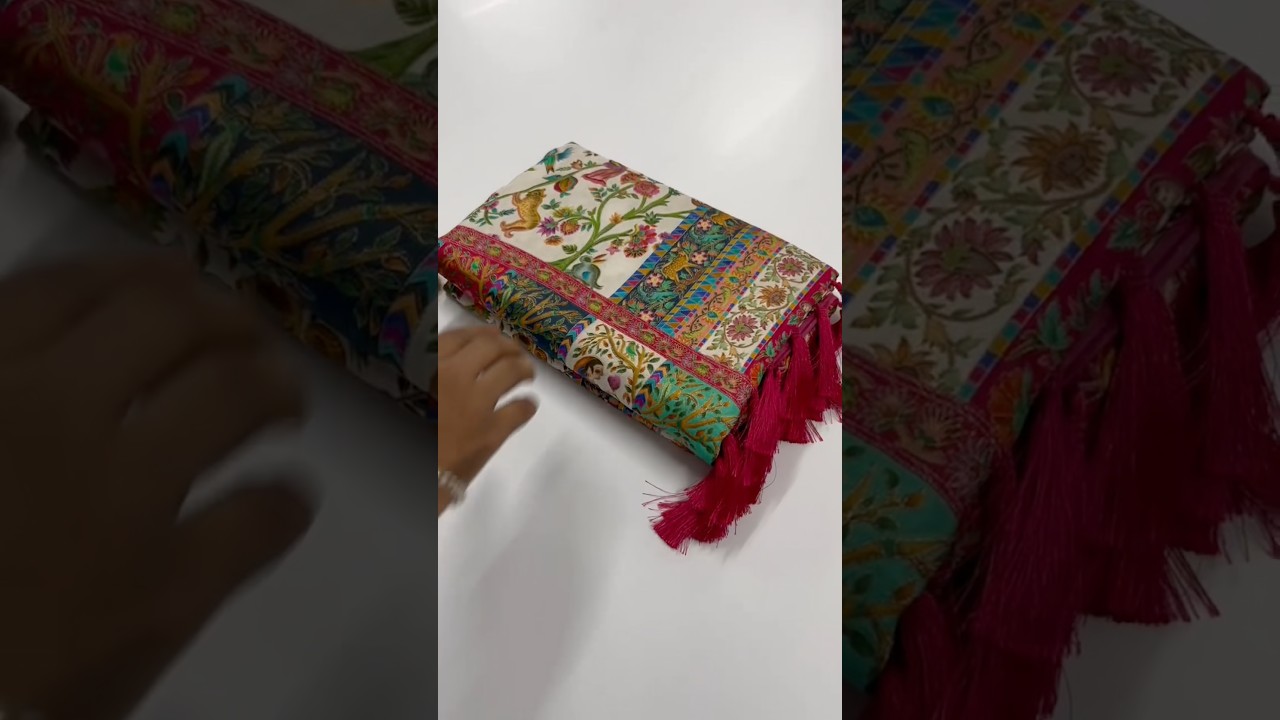 Pure Viscose Silk Pashmina Thread Work Saree