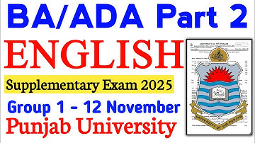 BA ADA Part 2 English Language Paper Group 1 - 12 November | PU Supply 2025 Past Papers