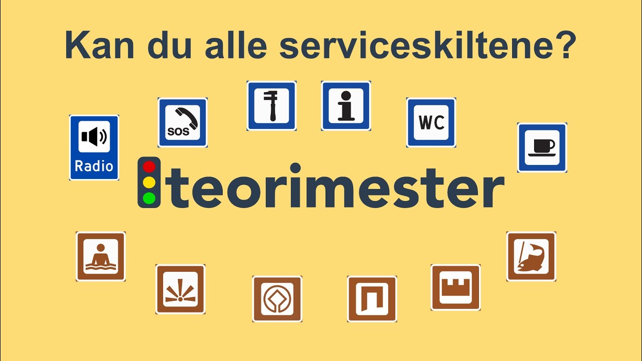 Alle serviceskilt i Norge - Komplett guide for teoriprøven og oppkjøringen