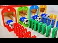 トミカ☆ごみ収集車のミニカーでドミノ倒しに挑戦！ Colorful Domino with TOMICA Garbage Truck Tomica Miniature Diecast Cars